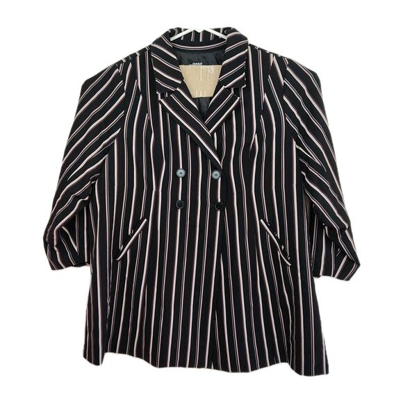 Torrid women's button-up pea coat, 4X, black with lavender stripes VGC - Picture 1 of 7